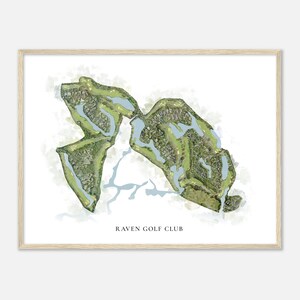 Raven Golf Club, Florida - Klassische Aquarell-Karte | Golfer Geschenk, Golf Wandkunst, Golf Poster Druck, Platz Layout