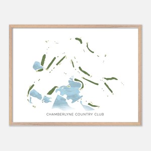 Chamberlyne Country Club a Danville, Arkansas - Mappa moderna ad acquerello / Regalo per golfisti, Arte murale per golf, Stampa poster per golf, Layout del campo