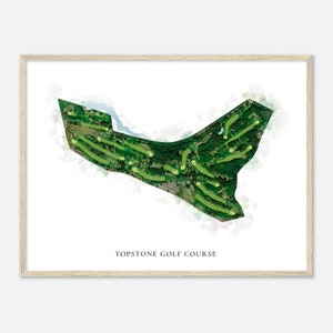Topstone Golf Course, Connecticut - Klassieke aquarelkaart | Golfer cadeau, golf kunst aan de muur, golf poster print, baanindeling