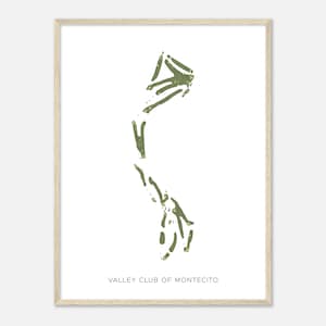 Valley Club van Montecito, Californië - moderne aquarelkaart | Golfer cadeau, golf kunst aan de muur, golf poster print, baanindeling