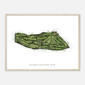 Riviera Country Club, Kalifornien - klassische Aquarell Landkarte | Golfer Geschenk, Golf Wandkunst, Golf Poster Druck, Platz Layout