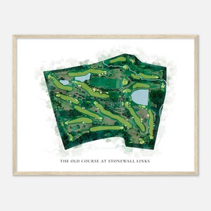 The Old Course bij Stonewall Links, Pennsylvania - Klassieke aquarelkaart | Golfer cadeau, golf kunst aan de muur, golf poster print, baanindeling