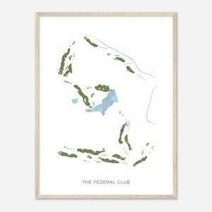 The Bundesclub, Virginia - Moderne Aquarell Landkarte | Golfer Geschenk, Golf Wandkunst, Golf Poster Druck, Platz Layout