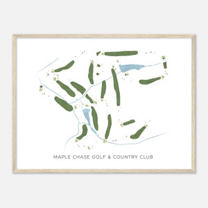 Maple Chase Golf & Country Club, North Carolina - Modern Watercolor Map | Golfer Gift, Golf Wall Art, Golf Poster Print, Course Layout
