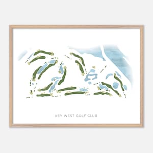 Key West-golfclub in Key West, Florida: moderne aquarelkaart | Golfcadeau, golfmuurkunst, golfposterprint, baanindeling