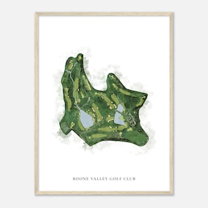 Boone Valley Golf Club, Missouri - Klassieke aquarelkaart | Golfer cadeau, golf kunst aan de muur, golf poster print, baanindeling