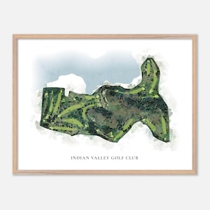Indian Valley Golf Club in Novato, Californië: klassieke aquarelkaart | Golfcadeau, golfmuurkunst, golfposterprint, baanindeling