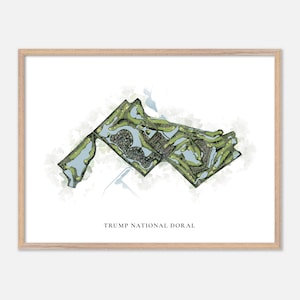 Trump National Doral in Miami, Florida: klassieke aquarelkaart | Golfcadeau, golfmuurkunst, golfposterprint, baanindeling
