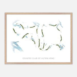Country Club of Hilton Head à Hilton Head Island, Caroline du Sud - Carte aquarelle moderne | Cadeau de golfeur, décoration murale de golf