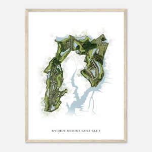 Bayside Resort Golf Club, Delaware - Mapa clásico de acuarela / Regalo de golfista, Arte de pared de golf, Impresión de carteles de golf, Diseño del campo