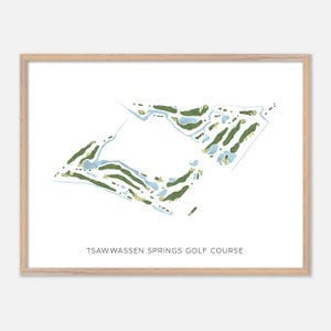 Parcours de golf de Tsawwassen Springs, Canada - Carte aquarelle moderne | Cadeau golfeur, oeuvre d'art murale de golf, impression d'affiche de golf, aménagement du parcours