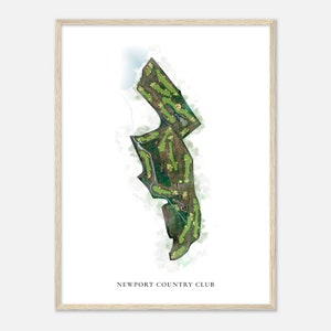 Newport Country Club, Rhode Island - Mappa classica dell'acquerello / Regalo per golfisti, Arte da parete per il golf, Stampa di poster di golf, Layout del campo