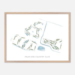 Palm Aire Country Club in Pompano Beach, Florida: moderne aquarelkaart | Golfcadeau, golfmuurkunst, golfposterprint, baanindeling