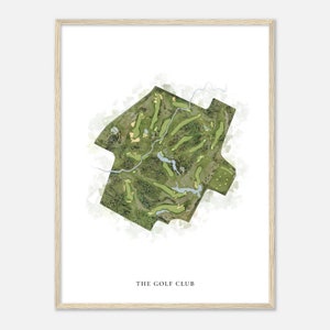 The Golf Club, Ohio - Klassische Aquarell Karte | Golfer Geschenk, Golf Wandkunst, Golf Poster Druck, Platz Layout