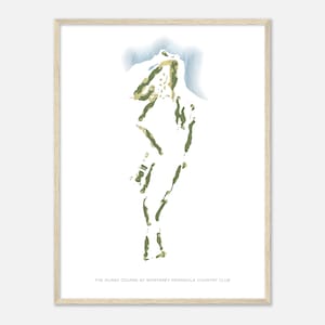Der Dünen-Platz im Monterey Halbinsel Country Club, Kalifornien - Moderne Aquarell Landkarte | Golfer Geschenk, Golf Wandkunst, Golf Poster Druck