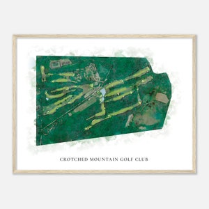 Crotched Mountain Golf Club, New Hampshire - Klassieke aquarelkaart | Golfer cadeau, golf kunst aan de muur, golf poster print, baanindeling