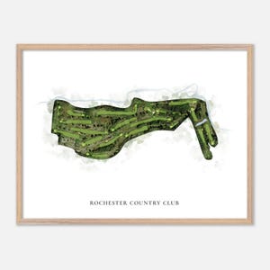 Rochester Country Club in Rochester, New Hampshire - Klassische Aquarell Karte | Golfer Geschenk, Golf Wandkunst, Golf Poster Druck, Platz Layout