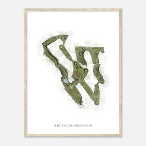 Rio Secco Golf Club, Nevada - Klassische Aquarell Landkarte | Golfer Geschenk, Golf Wandkunst, Golf Poster Druck, Platz Layout