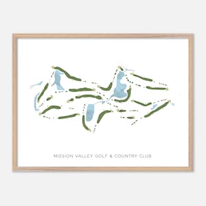 Mission Valley Golf & Country Club in Nokomis, Florida: moderne aquarelkaart | Golfcadeau, golfmuurkunst, golfposterprint