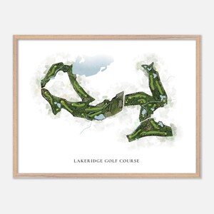 Parcours de golf LakeRidge à Reno, Nevada - Carte classique à l'aquarelle | Cadeau golfeur, oeuvre d'art murale de golf, impression d'affiche de golf, aménagement du parcours
