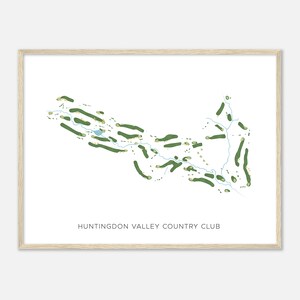 Huntingdon Valley Country Club, Pennsylvania - moderne aquarelkaart | Golfer cadeau, golf kunst aan de muur, golf poster print, baanindeling