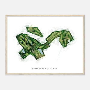 Lookaway Golf Club, Pennsylvania - Klassische Aquarell Landkarte | Golfer Geschenk, Golf Wandkunst, Golf Poster Druck, Platz Layout
