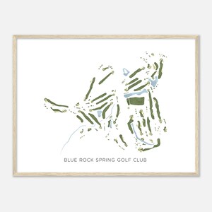 Blue Rock Spring Golf Club, Californie - Carte aquarelle moderne | Cadeau golfeur, oeuvre d'art murale de golf, impression d'affiche de golf, aménagement du parcours