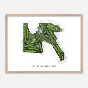 Alpine Country Club a Highland, Utah - Mappa classica ad acquerello / Regalo per golfisti, Arte murale per golf, Stampa poster per golf, Layout del campo