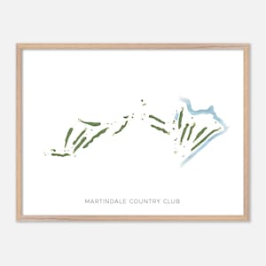 Martindale Country Club ad Auburn, Maine - Mappa moderna ad acquerello / Regalo per golfisti, Arte murale da golf, Stampa poster da golf, Layout del campo