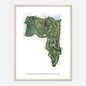 Hazeltine National Golf Club, Minnesota - Klassische Aquarell Karte | Golfer Geschenk, Golf Wandkunst, Golf Poster Druck, Platz Layout
