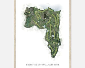 Hazeltine National Golf Club, Minnesota - Classic Watercolor Map | Golfer Gift, Golf Wall Art, Golf Poster Print, Course Layout