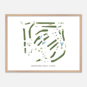 Burford Golf Links in Burford, Canada: moderne aquarelkaart | Golfcadeau, golfmuurkunst, golfposterprint, baanindeling