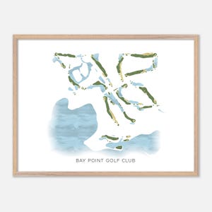 Golfclub Bay Point in Panama City Beach, Florida: moderne aquarelkaart | Golfcadeau, golfmuurkunst, golfposterprint, baanindeling