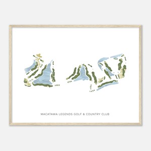 Macatawa Legends Golf & Country Club, Michi - Moderne Aquarell Landkarte | Golfer Geschenk, Golf Wandkunst, Golf Poster Druck, Platz Layout