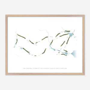 The Cardinal Course presso il Country Club della Carolina del Nord a Pinehurst, Carolina del Nord - Mappa moderna ad acquerello / Regalo per golfisti, Arte murale per golfisti