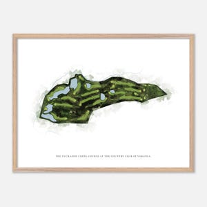 Il campo da golf Tuckahoe Creek presso il Country Club of Virginia a Henrico, Virginia - Mappa classica ad acquerello / Regalo per golfisti, Arte murale per golfisti