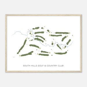 South Hills Golf & Country Club, Wisconsin - Modern Watercolor Map | Golfer Gift, Golf Wall Art, Golf Poster Print, Course Layout