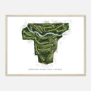 Johnson Park Golf Club, Wisconsin - Klassische Aquarell Karte | Golfer Geschenk, Golf Wandkunst, Golf Poster Druck, Platz Layout