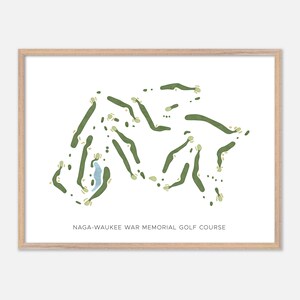 Parcours de golf commémoratif de guerre de Naga-Waukee à Pewaukee, Wisconsin - Carte aquarelle moderne | Cadeau de golfeur, oeuvre d'art murale de golf, impression d'affiche de golf