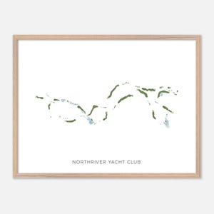 NorthRiver Yacht Club à Tuscaloosa, Alabama - Carte aquarelle moderne | Cadeau golfeur, oeuvre d'art murale de golf, impression d'affiche de golf, aménagement du parcours