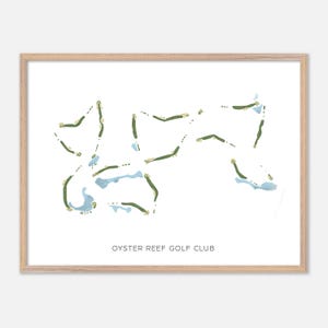 Oyster Reef Golf Club à Hilton Head Island, Caroline du Sud - Carte aquarelle moderne | Cadeau de golfeur, oeuvre d'art murale de golf, impression d'affiche de golf