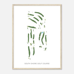 South Shore Golf Course, New York - Moderne aquarelkaart | Golfer cadeau, golf kunst aan de muur, golf poster print, baanindeling
