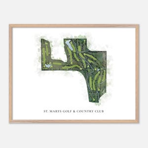St. Marys Golf & Country Club a Saint Marys, Canada - Mappa classica ad acquerello / Regalo per golfisti, Arte murale da golf, Stampa poster da golf