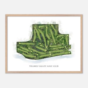 Thames Valley Golf Club in Londen, Canada: klassieke aquarelkaart | Golfcadeau, golfmuurkunst, golfposterprint, baanindeling