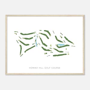 Hominy Hill Golf Course, New Jersey - Moderne aquarelkaart | Golfer cadeau, golf kunst aan de muur, golf poster print, baanindeling
