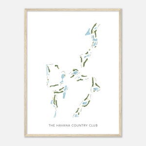 De Havana Country Club, Florida - moderne aquarelkaart | Golfer cadeau, golf kunst aan de muur, golf poster print, baanindeling