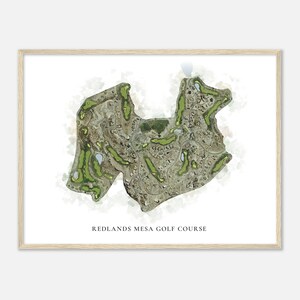 Parcours de golf de Redlands Mesa, Colorado - Carte aquarelle classique | Cadeau golfeur, oeuvre d'art murale de golf, impression d'affiche de golf, aménagement du parcours