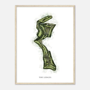 The Ledges, Alabama - Klassieke aquarelkaart | Golfer cadeau, golf kunst aan de muur, golf poster print, baanindeling