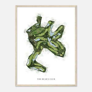 The Bear's Club, Florida - Klassische Aquarell-Karte | Golfer Geschenk, Golf Wandkunst, Golf Poster Druck, Platz Layout