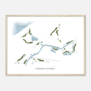Hafen Shores, Griffig - Moderne Aquarell Landkarte | Golfer Geschenk, Golf Wandkunst, Golf Poster Druck, Platz Layout